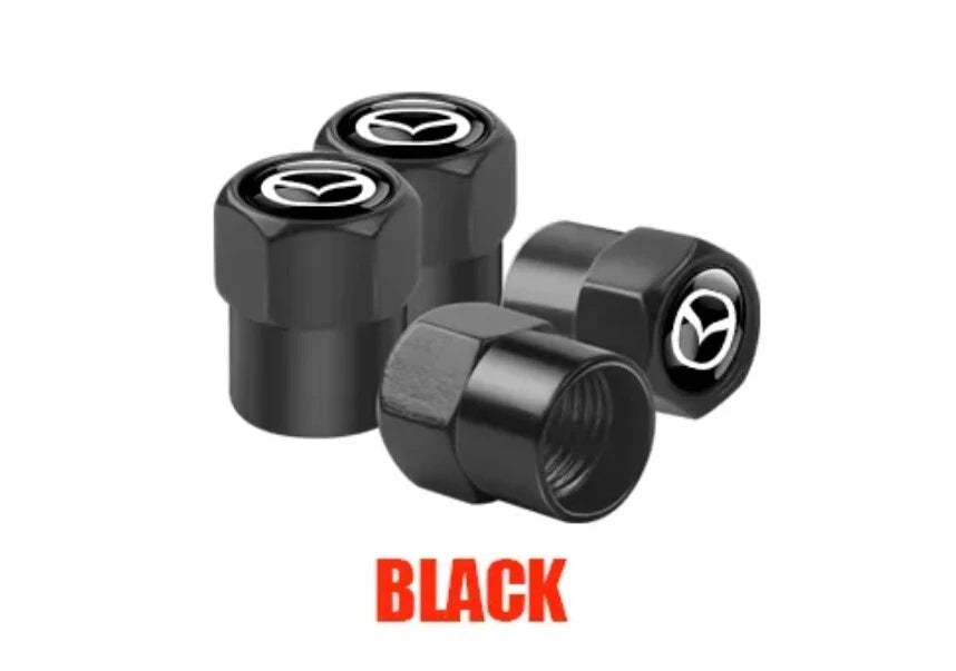 Mazda 4 pcs Stem Tyre Valve Caps Metallic Black for RX7 RX8 MX5 3 6 CX3 CX6 CX9