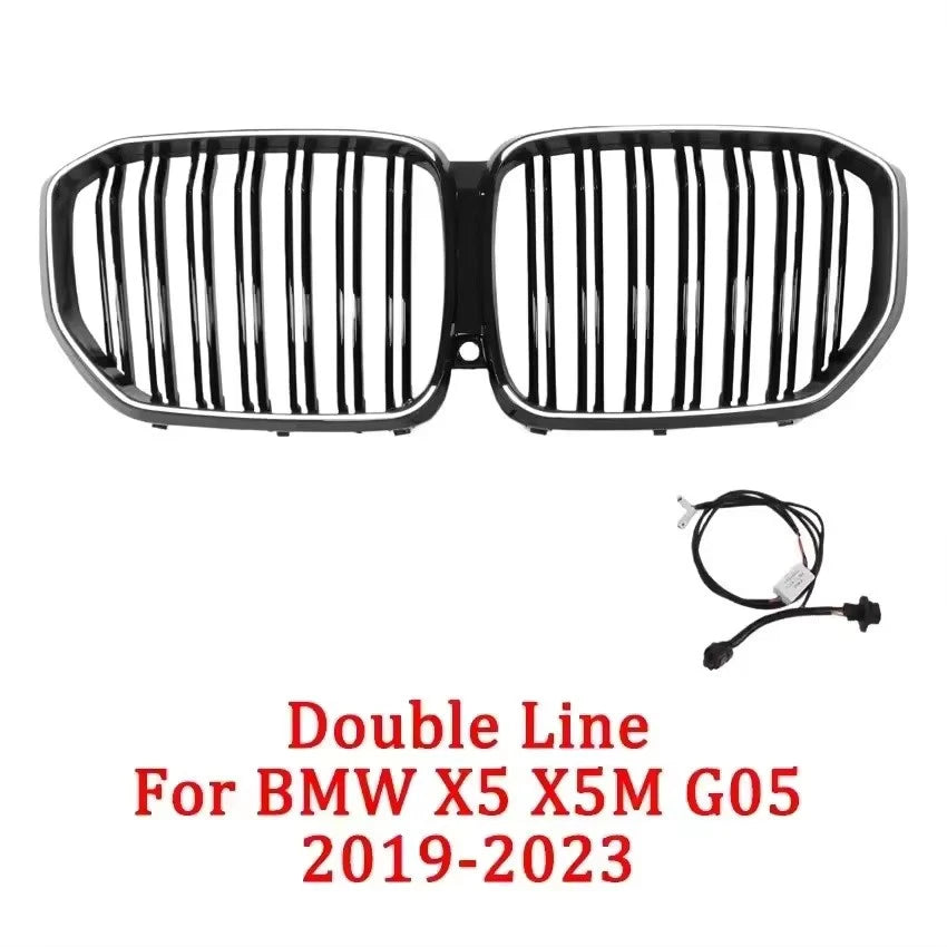 2019–2023 BMW X5 G05 LED Front Double Kidney Grille Racing Style Gloss Black