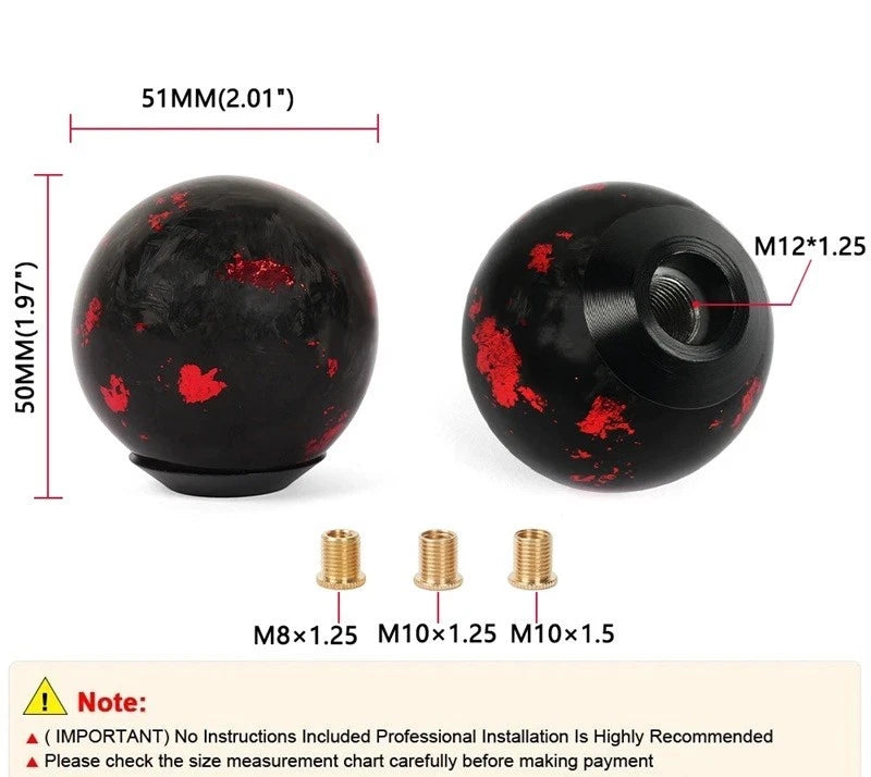 Real Forged Carbon Ball Gear Shift Knob for M12x1.25 M10x1.5 M10x1.2 M8x1.25 NEW