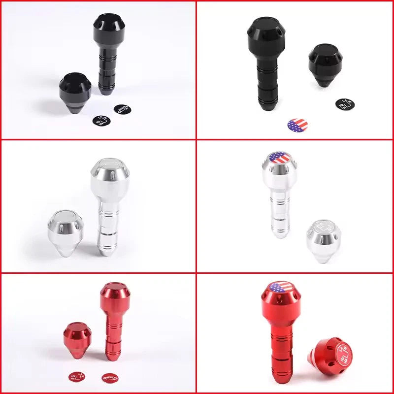 2 x Aluminium Gear Shift Black Silver Red Knob for Toyota FJ Cruiser 2007 - 2021