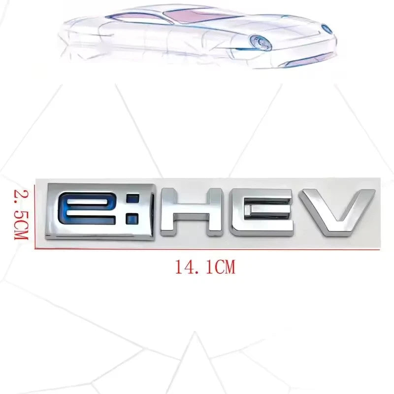 E:HEV 3D Boot Badge Emblem Black Silver 14 x 2.5cm & 8.2 x 1.4cm with Adhesive
