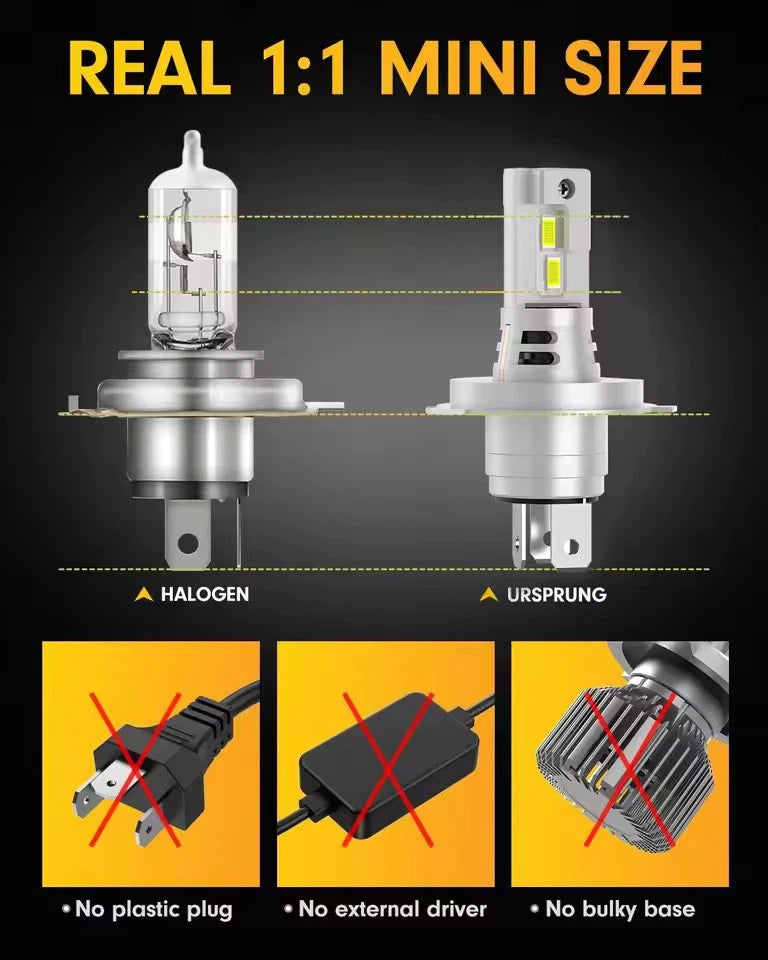 Ultra-Bright H4/9003 HB2 LED Headlight Bulbs 30 000LM 6000K CANBUS High/Low Beam