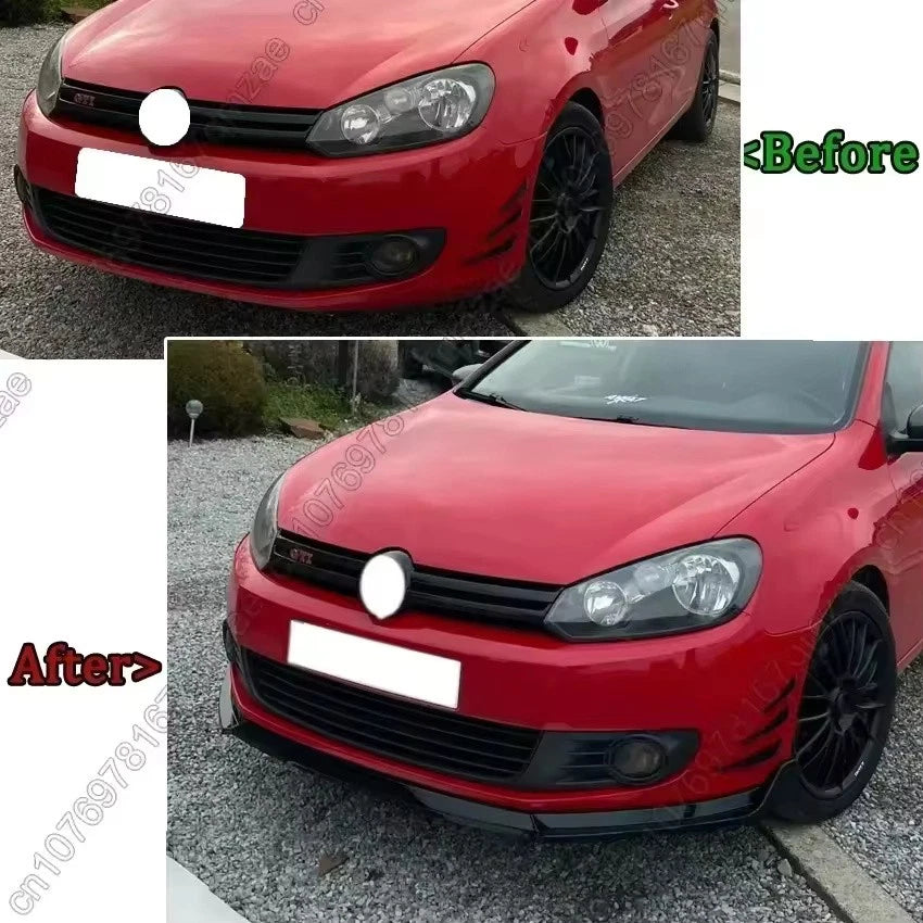 Front Bumper Splitter Lip Diffuser Black Carbon for Golf 6 MK6 TSI/TDI 2008–2012