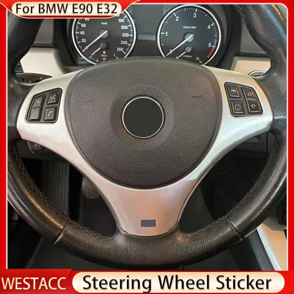 BMW Steering Wheel Trim Cover for E90 E92 E93 Carbon Fiber Panel Sticker 2005–12