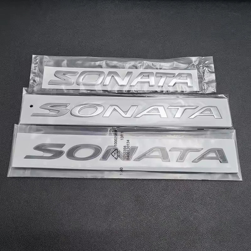 Sonata Emblem Badge Chrome Black Black Self-Adhesive Car Logo Letters