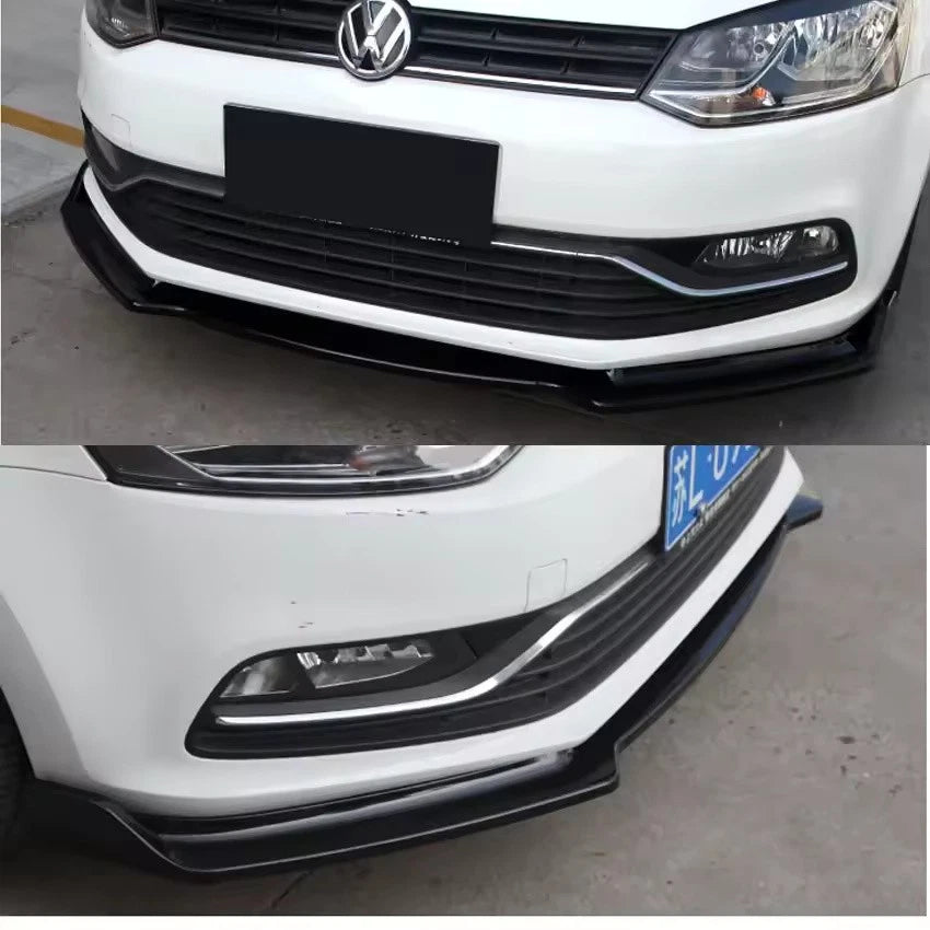 3 Piece ABS Spoiler Front Bumper Lip Splitter Kit for Volkswagen Polo 2014–2018