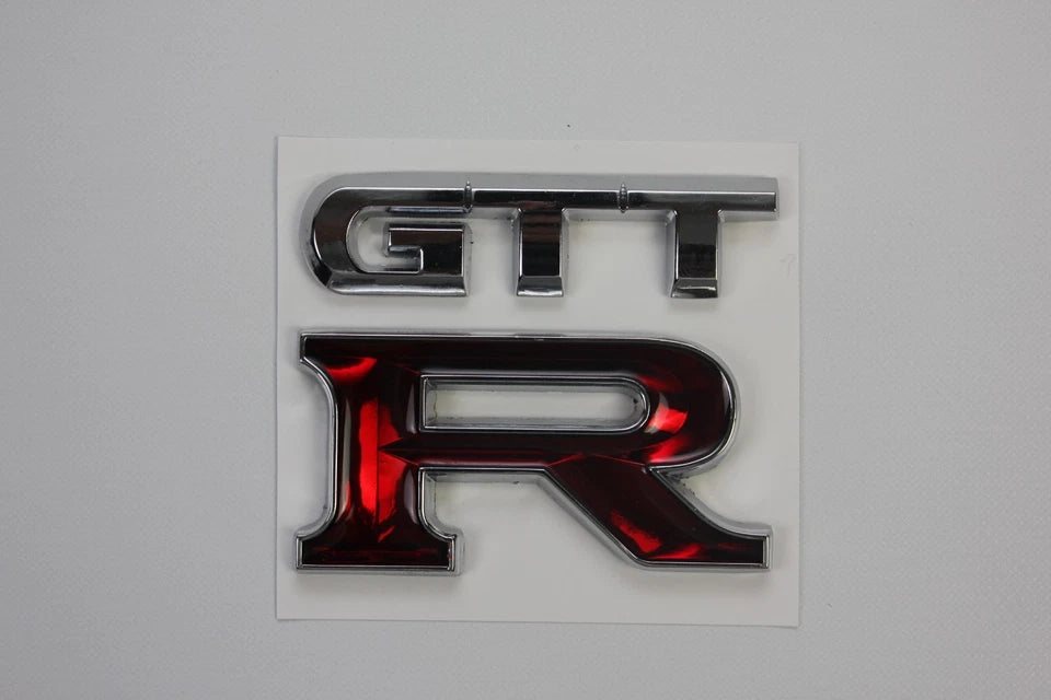 GTTR Grill & Boot Badge Emblem Silver Red for Nissan Skyline R34 GTR GTT GTST GT