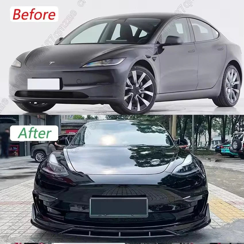 2017–2023 Tesla Model 3 Front Bumper Splitter Lip Diffuser Kit 4PCS Chin Spoiler