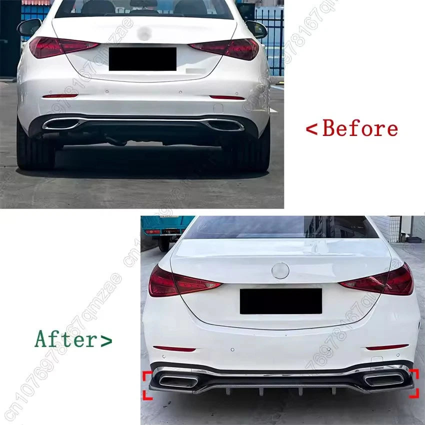 Rear Diffuser Bumper Spoiler Black for Mercedes-Benz C-Class W206 2022–2024
