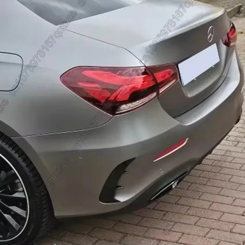 Rear Bumper Trim Cover Canards Black Carbon for Mercedes-Benz A-Class W177 Sedan