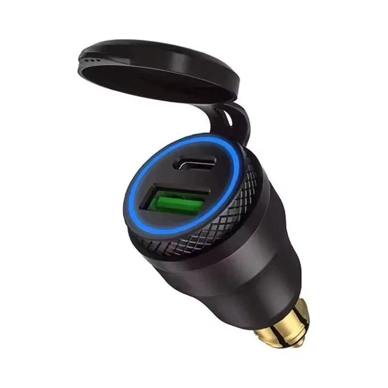 Waterproof Motorcycle USB Charger Adapter 30W QC3.0 & USB-C PD Fast Charging