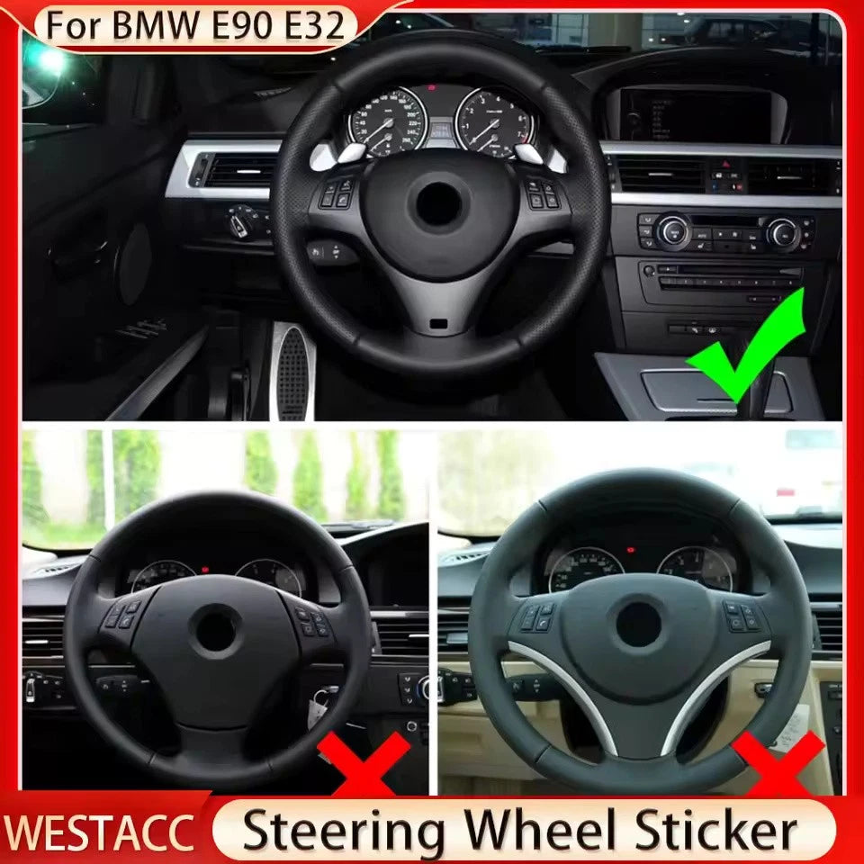 BMW Steering Wheel Trim Cover for E90 E92 E93 Carbon Fiber Panel Sticker 2005–12