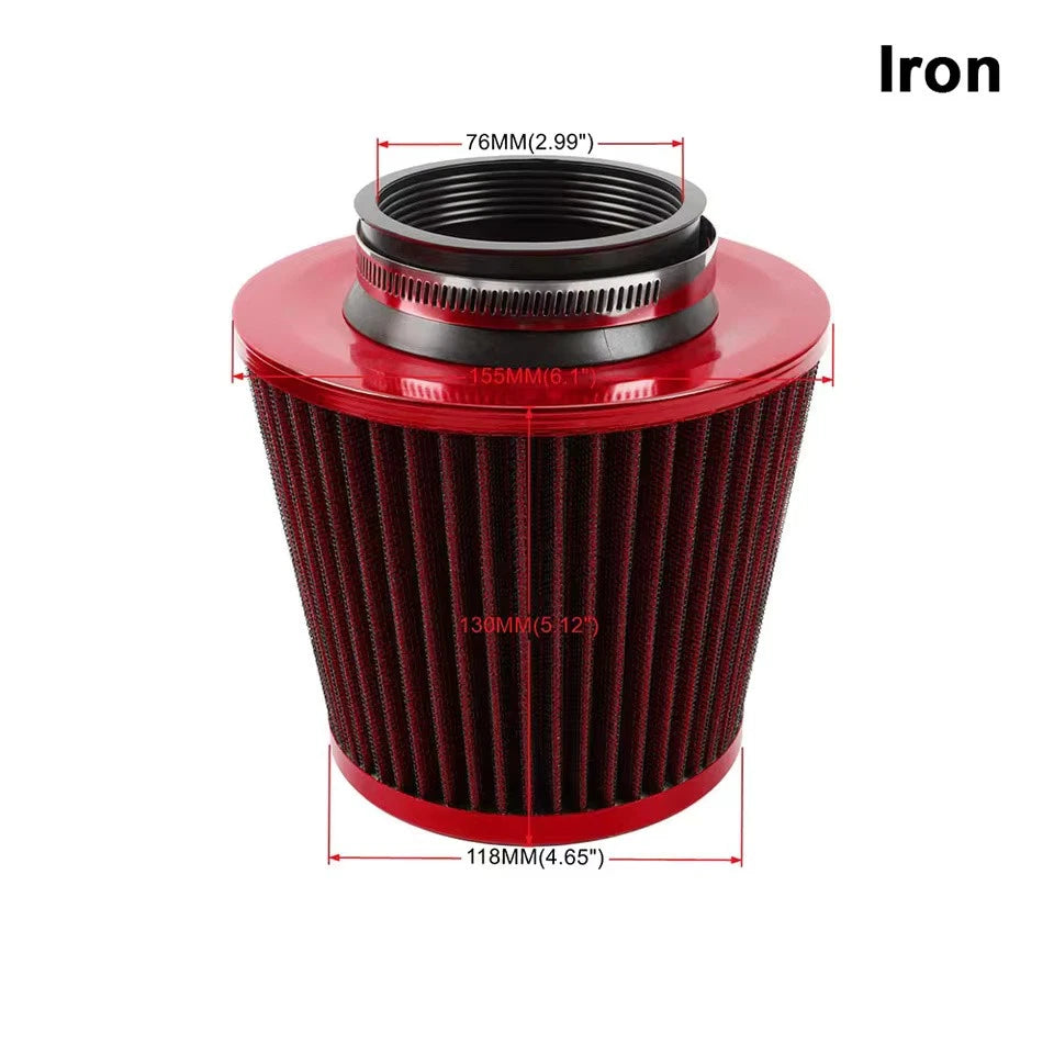 76MM 3" Air Intake Filter Induction Kit Burnt Blue Stainless Steel Mesh Cone NEW
