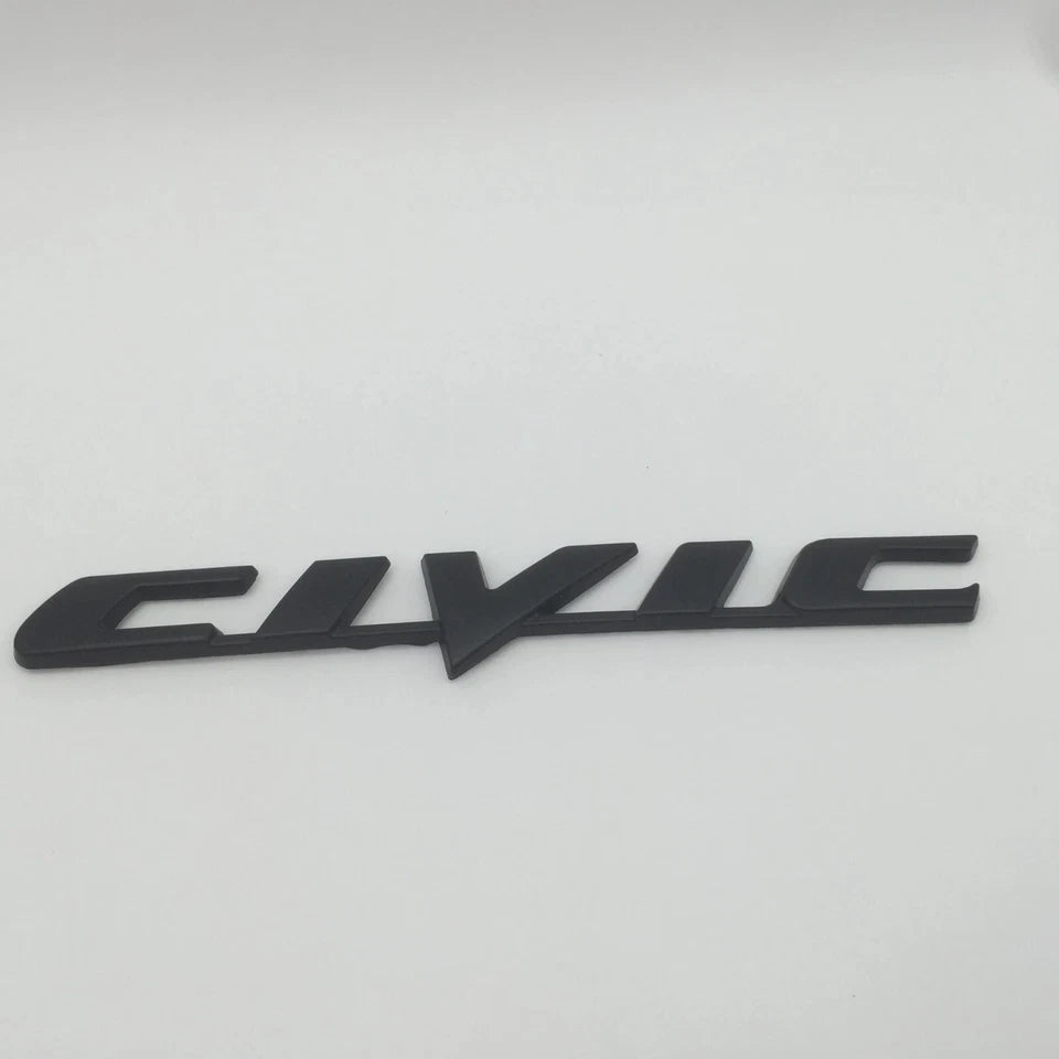 CIVIC Badge Emblem Chrome Silver / Gloss Matte Black for Honda OEM Size NEW
