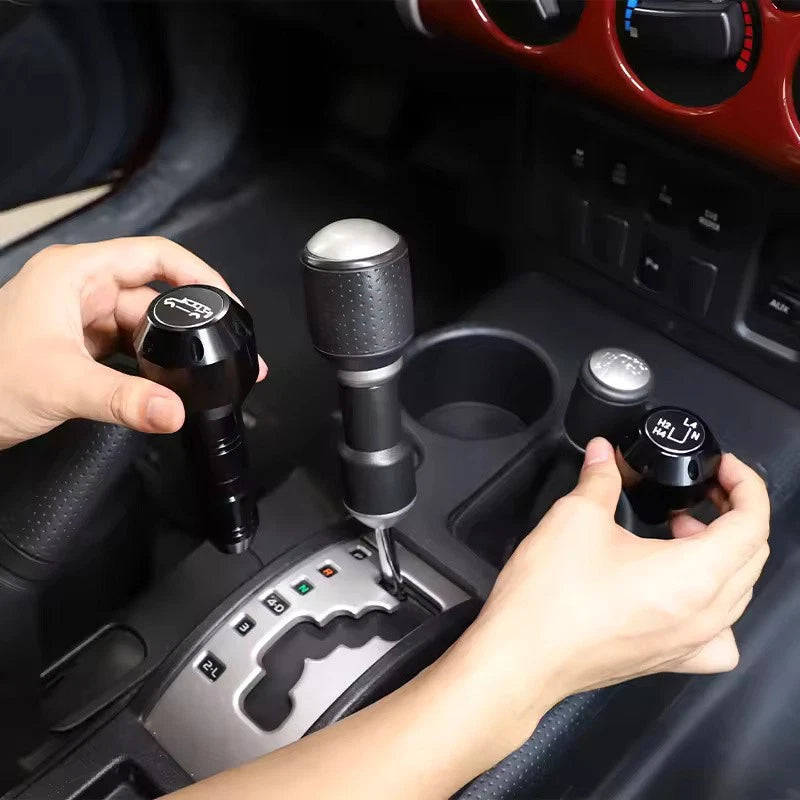 2 x Aluminium Gear Shift Black Silver Red Knob for Toyota FJ Cruiser 2007 - 2021