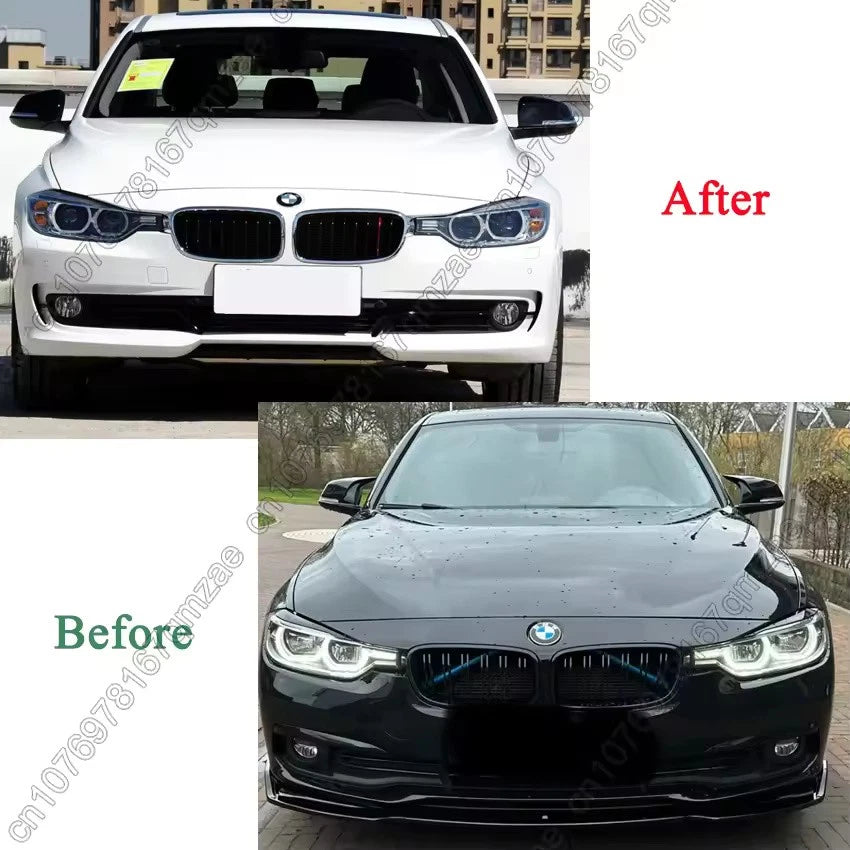 Front Bumper Lip Splitter Kit 3Pcs Black for BMW 3 Series F30 F31 2013–2019