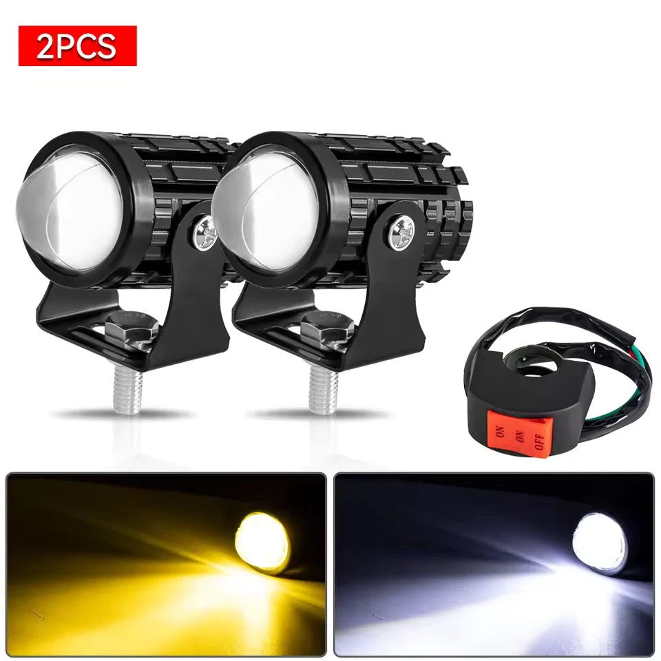 Universal Dual-Color LED Headlight Projector Lens Motorcycle & ATV Fog/Driving