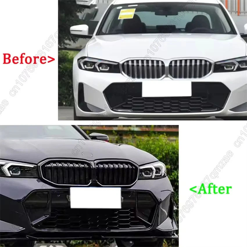 2022–2024 BMW 3 Series G20 LCI LED Front Kidney Grille Racing Gloss Black ABS Plastic
