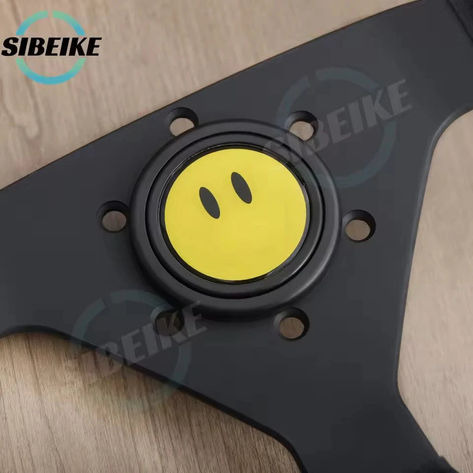 JDM Yellow Happy Face Steering Wheel Horn Button Universal Car Horn Push Cover
