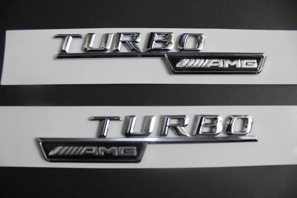 Turbo AMG Chrome Silver Fender Emblem Badge for Mercedes Benz A45 A35 CLA45