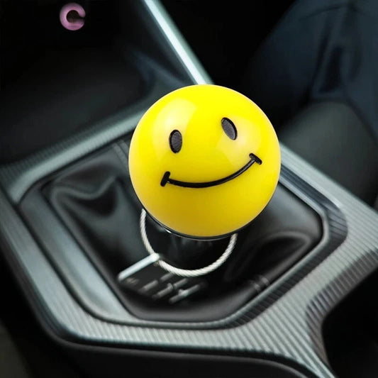 Yellow Smiley Face Resin Gear Knob M8x1.25, M10x1.25, M10x1.5 M12x1.25 NEW