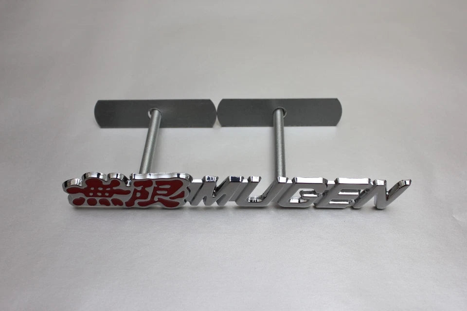 Mugen Honda Grill Badge Red Chome Metal Alloy Emblem Prelude CRX S2000 Odyssey