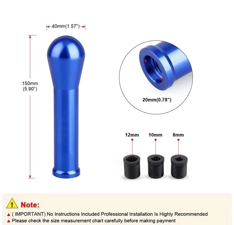Long Aluminium JDM Design Gear Shift Knob M8x1.25 M10x1.25 M10x1.5 M12x1.25