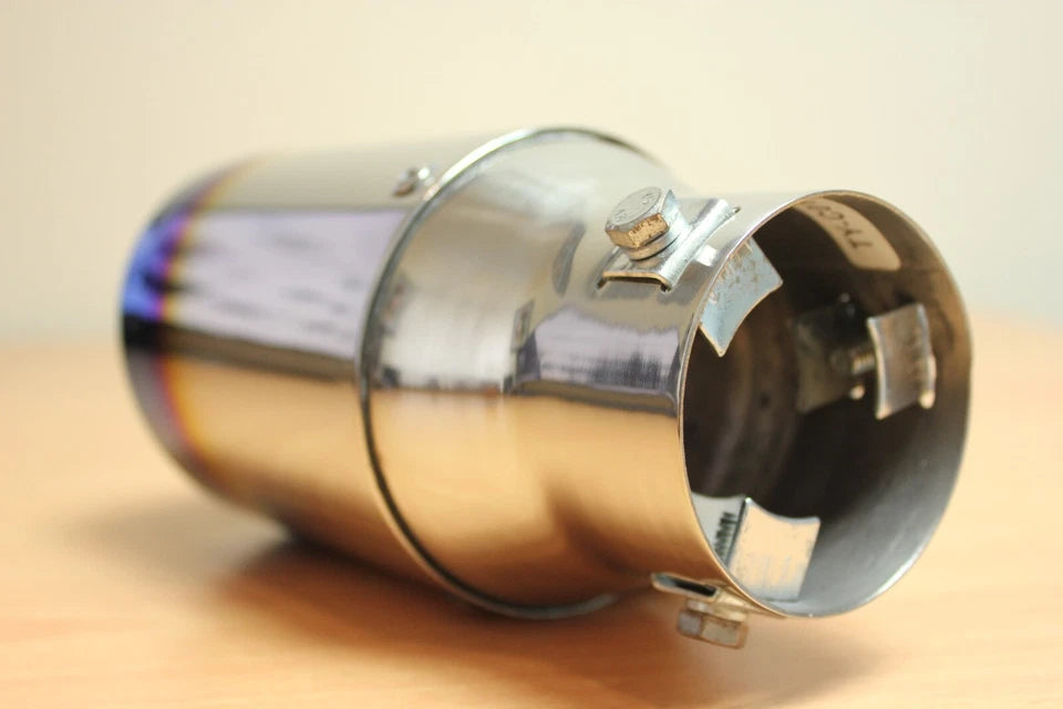 JDM C018 Burnt Titanium Exhaust Tips 60mm Inlet 85mm 3.5" Outlet Muffler Pipe