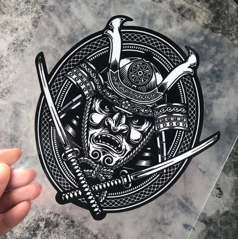 Samurai Kabuto Oni Death Mask Japan Decal Sticker JDM Car Bike Hyundai Suzuki