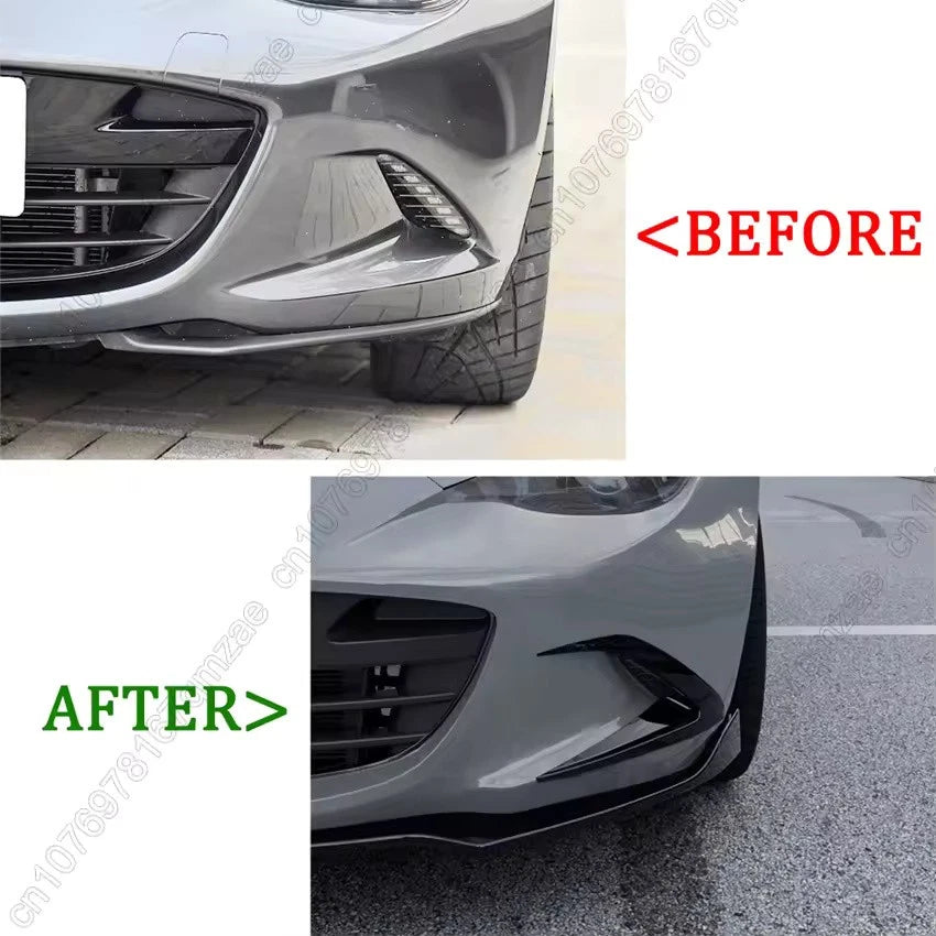 Front Bumper Wind Knife & Fog Lamp Blade Trim for Mazda MX-5 Miata ND 2015–2025