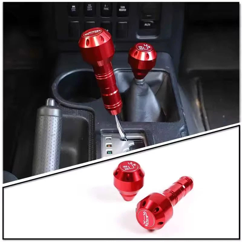2 x Aluminium Gear Shift Black Silver Red Knob for Toyota FJ Cruiser 2007 - 2021