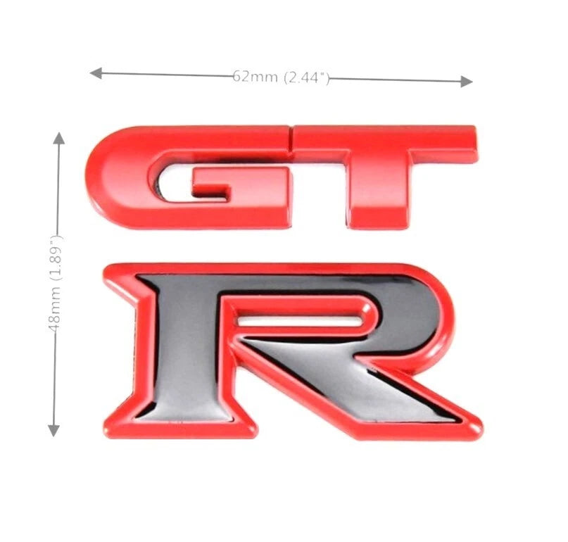GTR 3D Badge Emblem Black & Red 62mm x 48mm for R32 R33 R34 R35