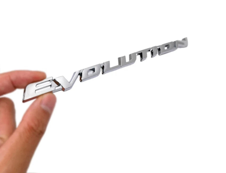 Evolution 3D Boot Badge Emblem Chrome 190mm x 15mm for Lancer EVO Rear Trunk