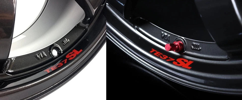 10 x VOLK RAYS TE37 SL Red/Black Wheel Rim Decals NEW Free Post