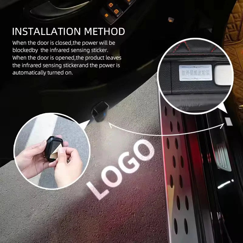 2 pcs HSV Red White Door Light Car Open Set USB Rechargeable NEW Free Post