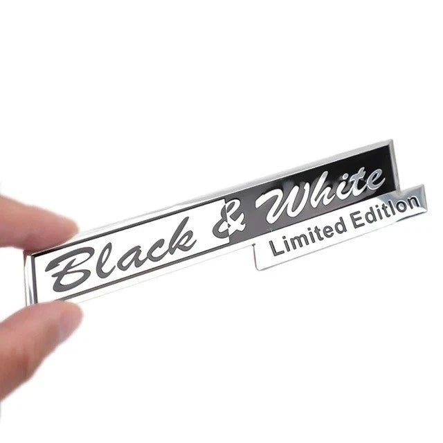 Black & White Limited Edition Brushed Aluminium Emblem Badge for Cars Truck Bike