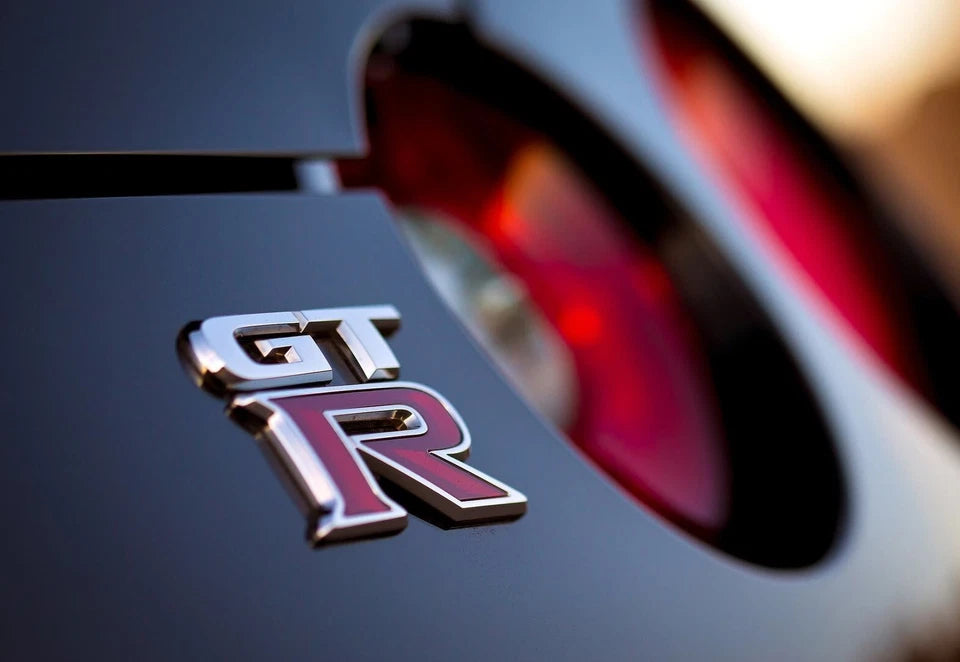 GTR 3D Badge Emblem Chrome & Red 63mm x 54mm for R32 R33 R34 R35
