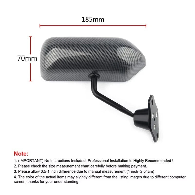 Universal F1 Style Car Rearview Mirror Carbon Fiber Side Mirror Pair Set NEW