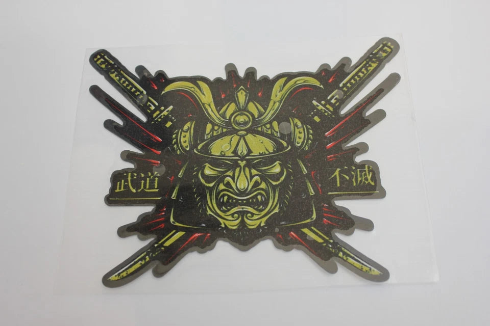 Gold Samurai Katana Oni Mask Car Decals Sticker for Toyota Nissan Subaru Mazda