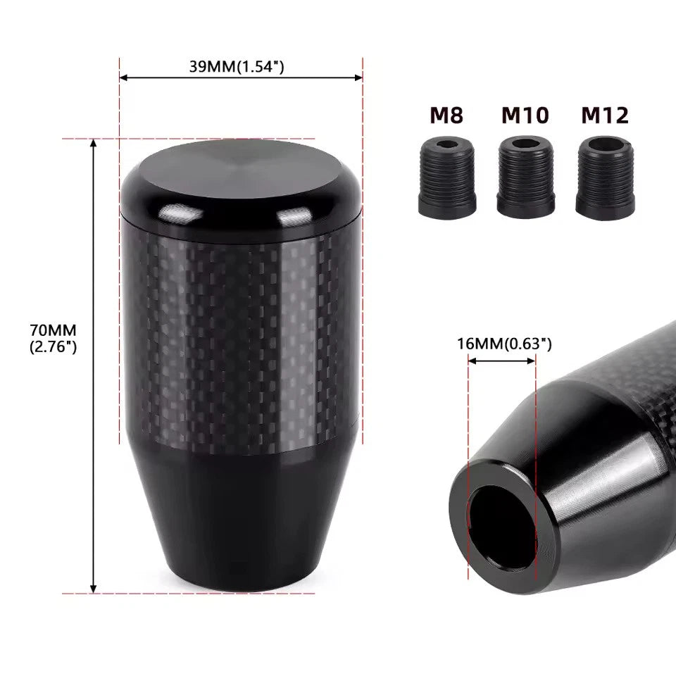 Carbon Aluminium Cylinder Black Knob M12x1.25 M10x1.25 M10x1.5 M8x1.25 Universal
