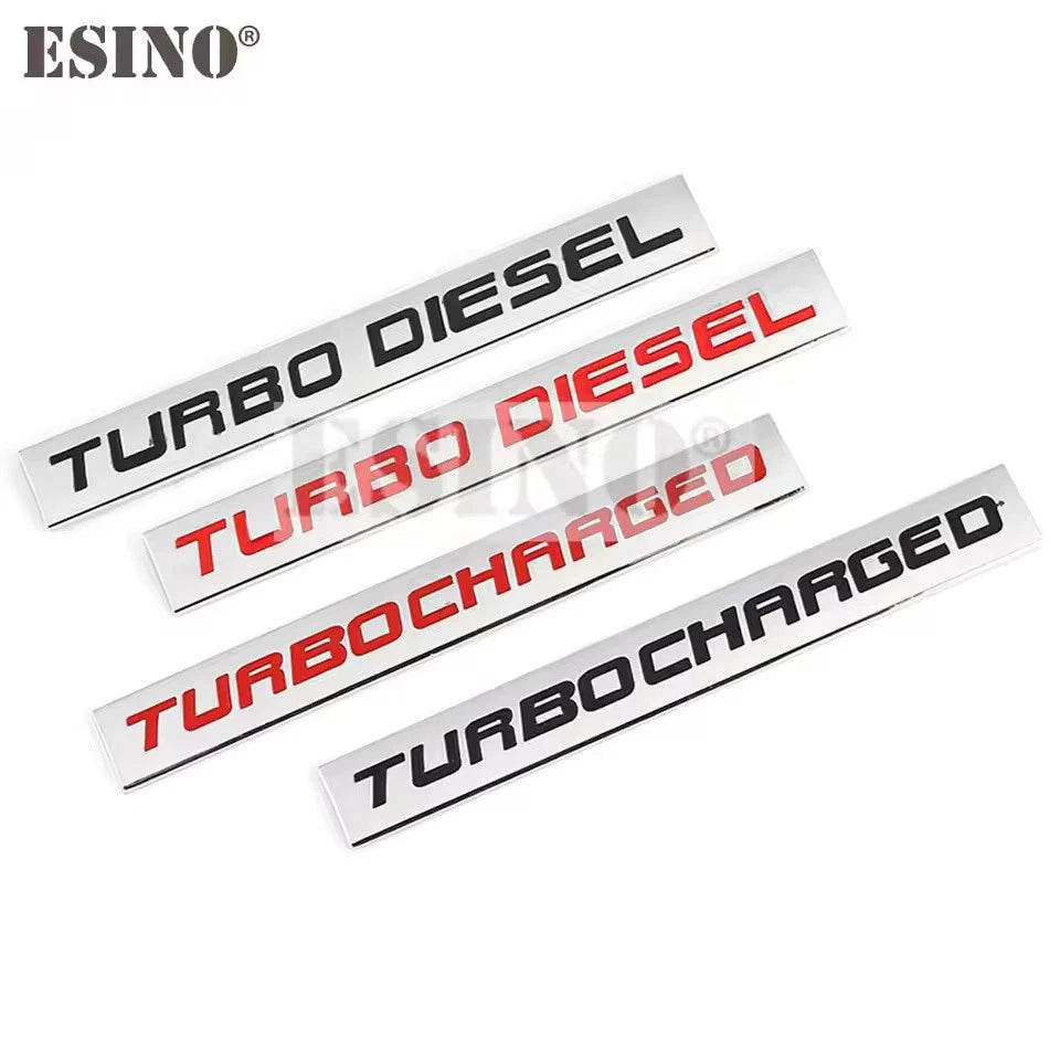 3D Metal Turbo Diesel Emblem Sticker Twin Turbo Supercharged Car Badge Red Black