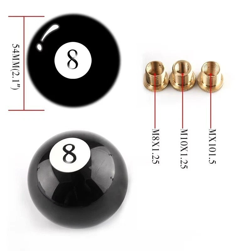 8 Cue Ballard Ball Gear Shift Knob for M12x1.25 M10x1.5 M10x1.25 M81.25 NEW