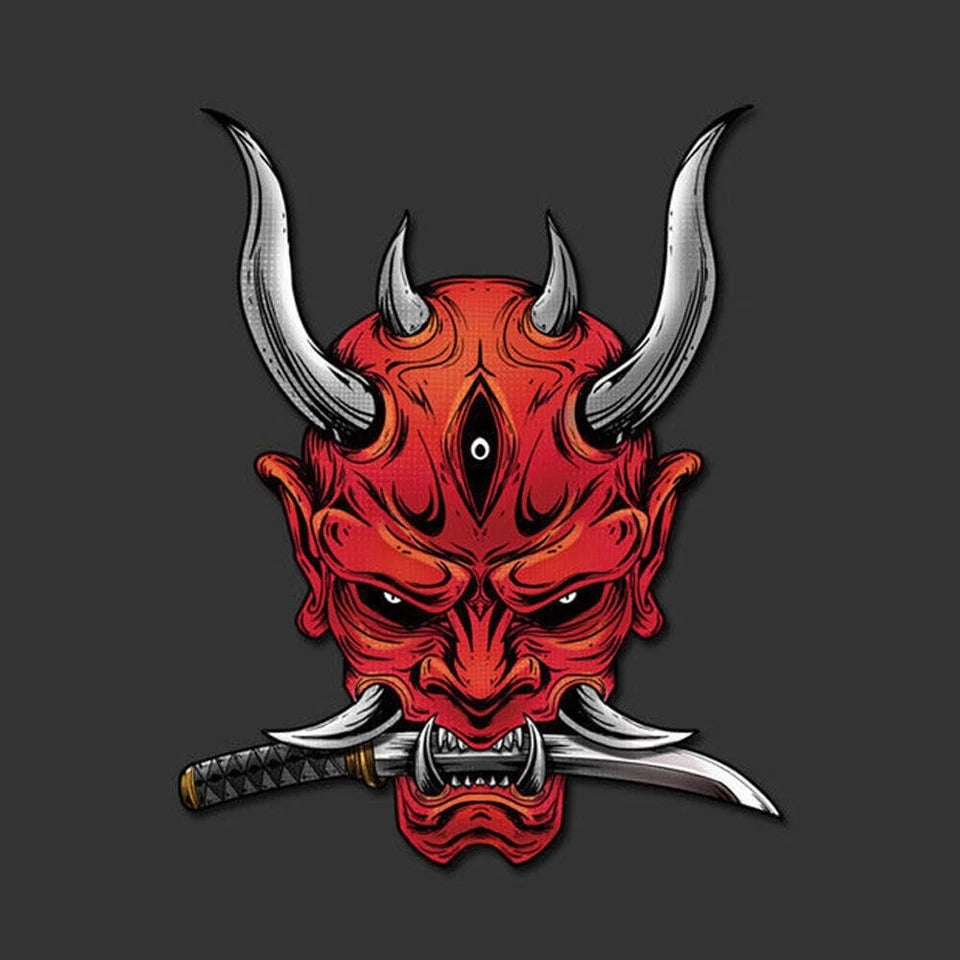Japanese Three Eye Oni Death Mask Demon Decal Sticker JDM Car Bike Nissan Honda