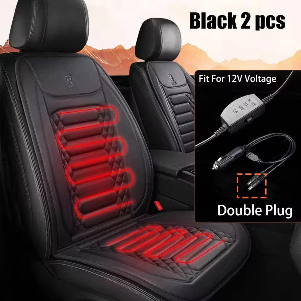 2pc Universal 12V Heated Car Seat Cover Winter Auto Cushion Warmer and Protector