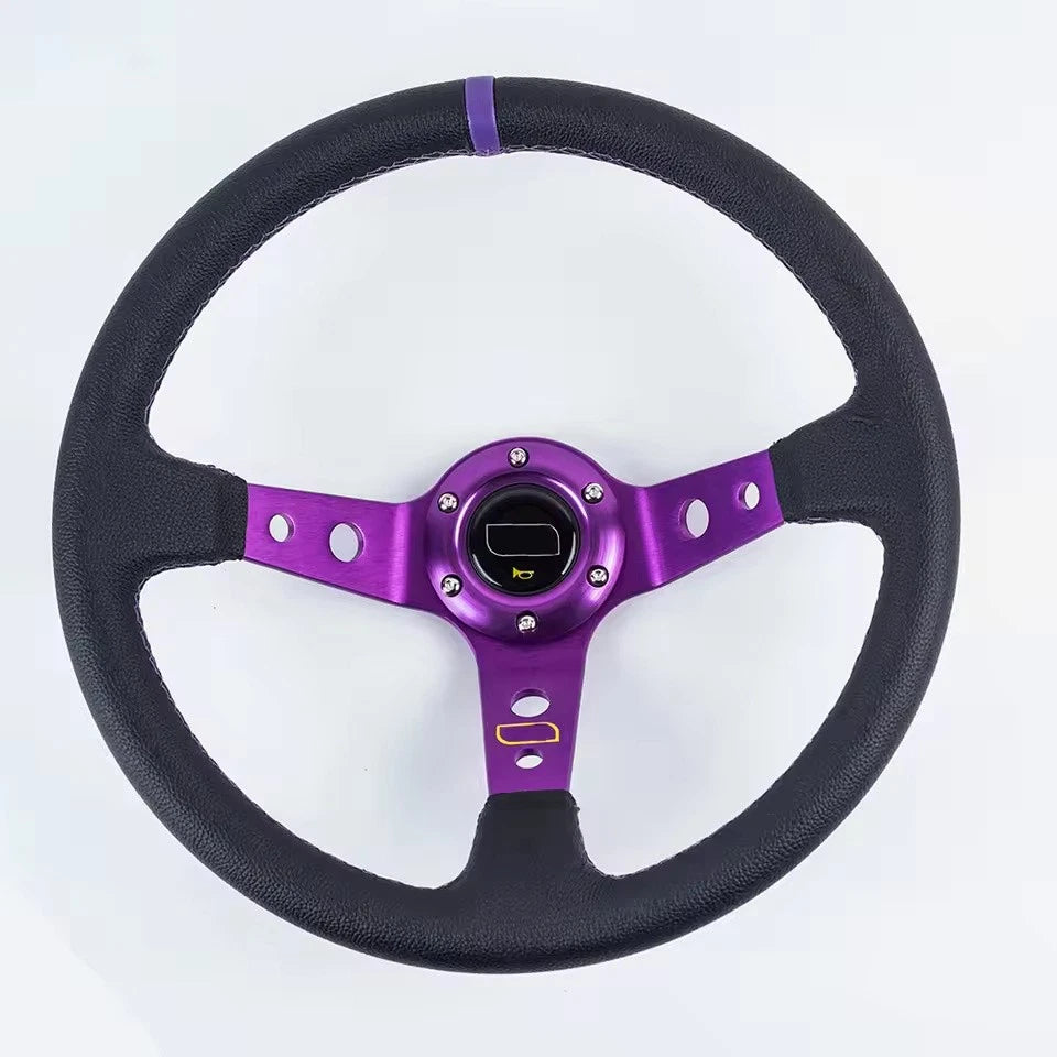 14 Inch Universal Deep Corn Racing Steering Wheel 350mm Suede, PVC, PU Drift